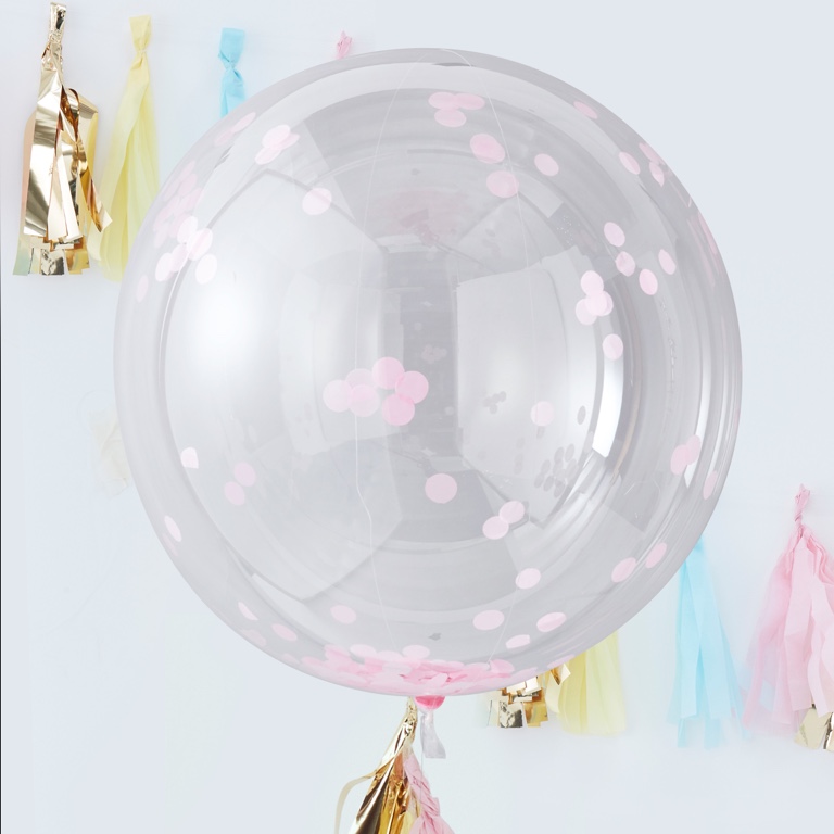 Konfetové Guľaté Balóny - 90 cm - Ružová (3ks)